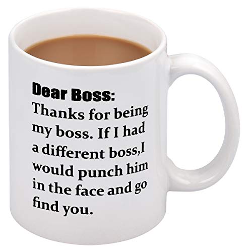 Dear Boss Coffee Mugs for Boss Day Mugs for Boss Funny Boss Mug for Boss on Boss Day 11Oz