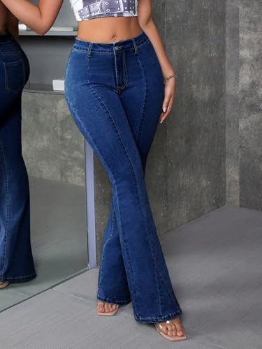 Image of Glossia Bell Bottom Jeans for Women | Stretchable High Waist Flared Denim | Bootcut Butt Lifting Fit | Leg Lengthening | Plus Size 26-38