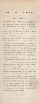 Hardcover Days of Our Years: 1903 - 1938 Book