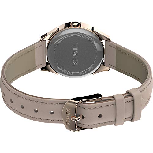 Elegant Timex Women's 28mm Pink Rose Gold Leather Strap Watch - Stylish Timepiece for Modern Women - Image 4