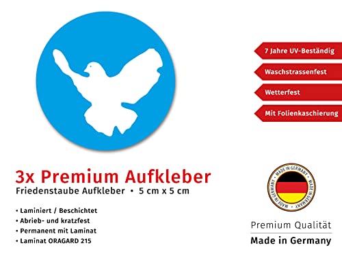 PREMIUM Aufkleber Peace Sticker Friedenstaube Set Auto Vespa Camper Wohnmobil Motorrad Waschanlagenfest Witterungs- und UV-beständig