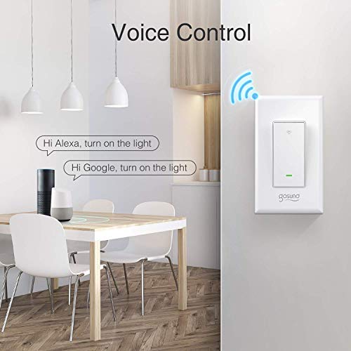 Smart Light Switch, Gosund 2.4Ghz WiFi Switch Works with Alexa, Google Assistant, Remote Control/Voice Control and Schedule, Neutral Wire Required, Single-Pole, No Hub Required, (2 Pack) - Thumbnail 4
