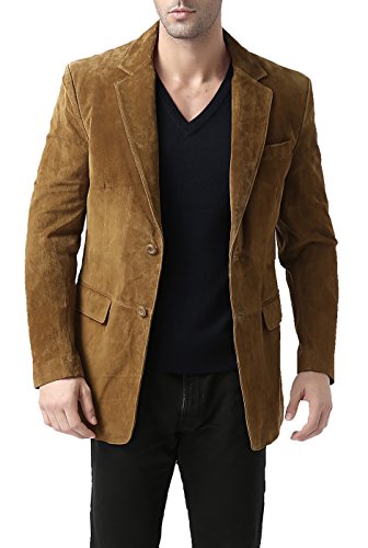 Bgsd Men Cliff 2-Button Leather Blazer Suede Sport Coat Jacket Tobacco Medium #TOP15