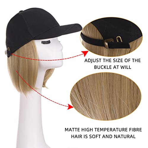 Lurrose Chapéu De Peruca Chapéu De Peruca Reta Curta Boné De Beisebol Extensões De Cabelo Para Mulhe