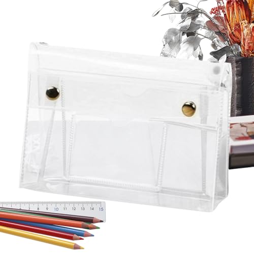 Bolsa de Maquiagem para Viagem,Estojo de Lápis 6 Camadas - Organizador Transparente para Armazenamento Cosmético Papelaria Maquilhagem Viagem Escola Adolescentes Adultos e Estudantes