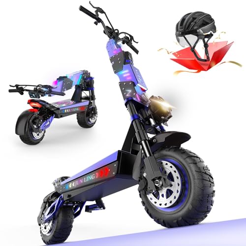Junling JL80 - Patinete eléctrico para adulto, doble motor, 85 km autonomía, batería 60 V 30 Ah, neumáticos de 12 pulgadas, todoterreno, doble freno hidráulico, diseño plegable, viaje en casa y
