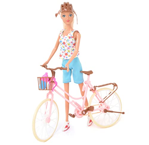 Mini Fashion Doll On Bike By Beach Playset For Girls With Accessories Boardwalk Biking Set Toy For Kids #TOP3