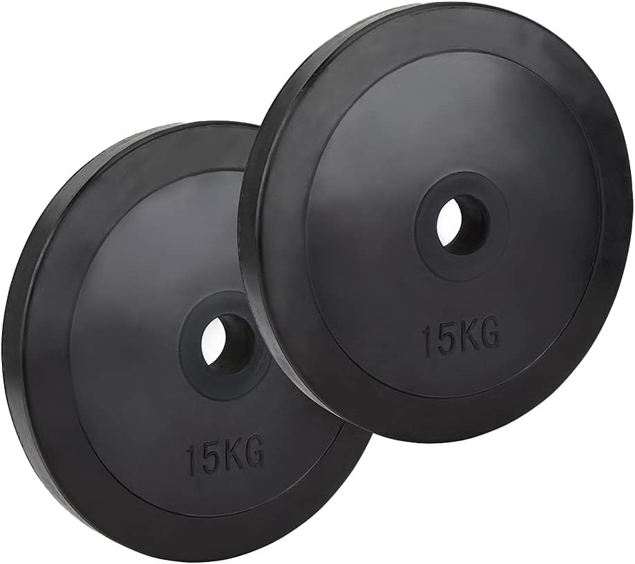 Olympic Rubber Bumper Weight Lifting Crumb Plates Set - Rubber Coated Barbell Weight Plates - Strength Training Weight Lifting Equipment Range from 20kg - 150kg (15kg x 2 = 30)