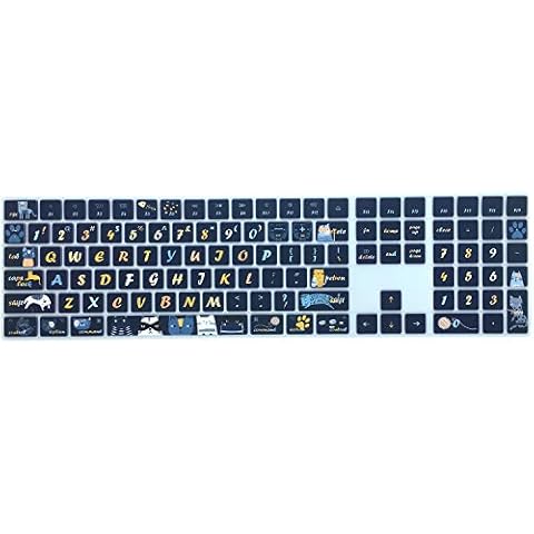 SANFORIN Silicone Keyboard Cover for Apple iMac Magic Keyboard with Numeric Keypad MQ052LL/A (Model: A1843, 2017 2018 Release), Cute Print Keyboard Skin, US Layout, Cat Cover