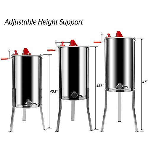 VINGLI 2 Frames Manual Honey Extractor Separator, Food Grade Stainless Steel Honeycomb Spinner Drum Crank by Hand with Adjustable Height Stands, Beekeeping Pro Extraction Apiary Centrifuge Equipment