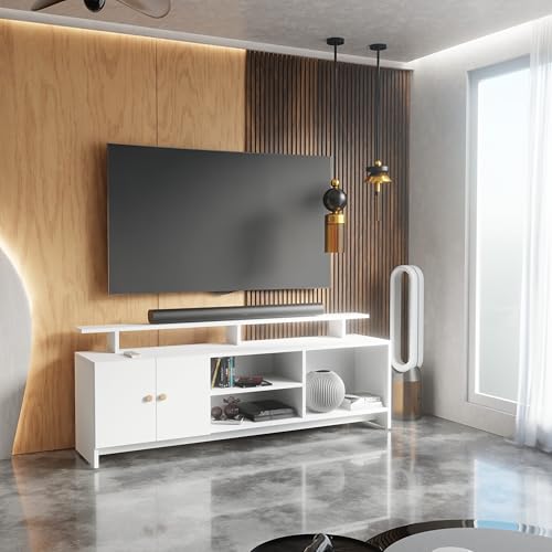 Image of Modern TV Unit for Living Room | TV Stand Table | TV Cabinet | TV Table | Living Room Furniture for Home | Assembly-DIY | Color-White