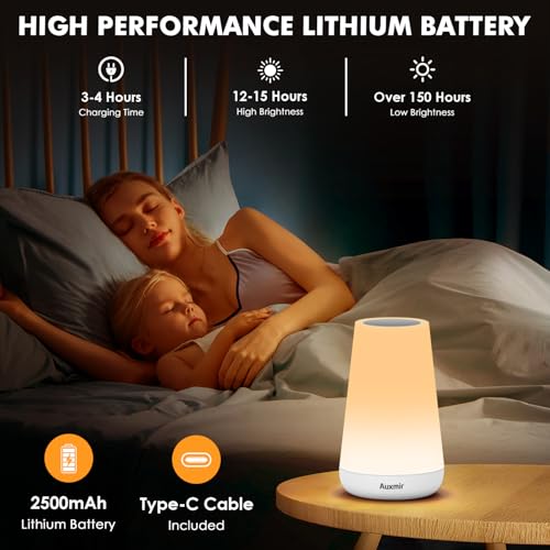 Auxmir Nachttischlampe Touch Dimmbar, Nachtlicht mit Fernbedienung, Weiß – Ansicht 6