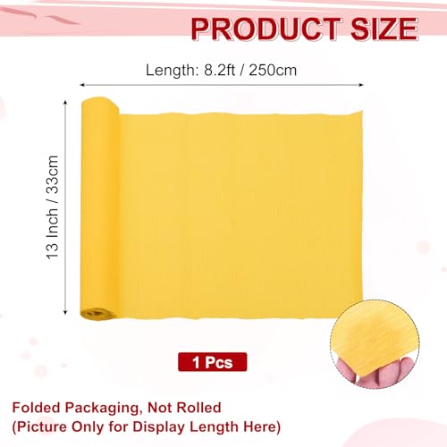 Image of MECCANIXITY Crepe Paper Roll 8.2ft Long 13 Inch Wide for Wedding Ceremony Various Large Festivals Decoration, Apricot Yellow