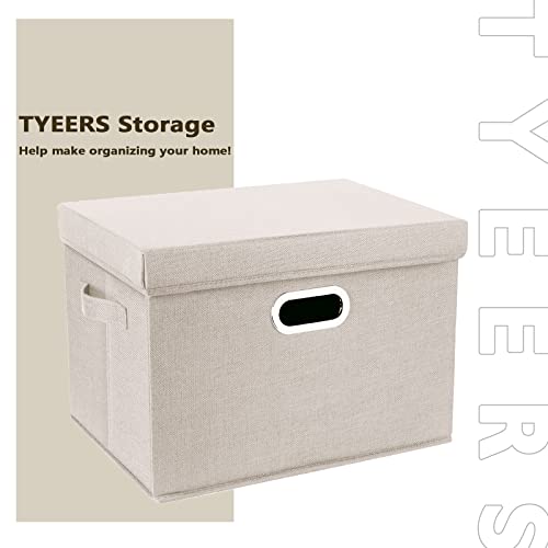Miniatura 7 de Tyeers Grandes Cajas De Almacenaje Con Tapa, Tela, Lavable, Cajas Organizadoras, 44x30x29 Cm, Juego De 3, Beige