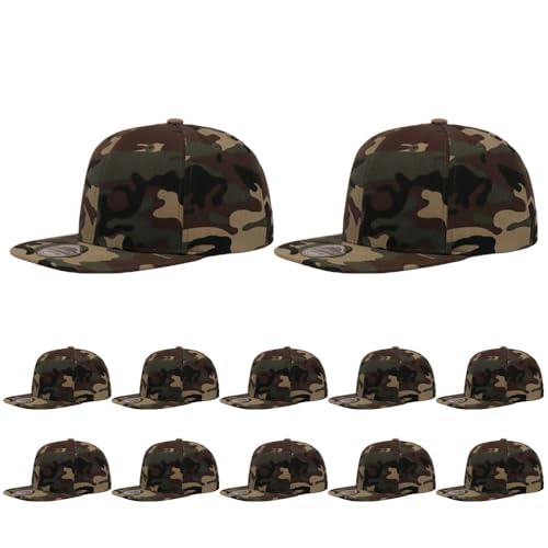 Image of ZH Plain Flat Brim Snapback Baseball Caps Adjustable Blank Baseball Caps Wholesale 12 Pack