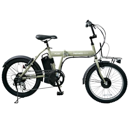 PROVROS(プロブロス) PLADO プラド 電動アシスト自転車 20インチ 折りたたみ式 シマノ6段変速 リチウムイオンバッテリー 前輪駆動 最大65km走行 型式認定 公道可能 P-M206Epro(サンドグレージュ)