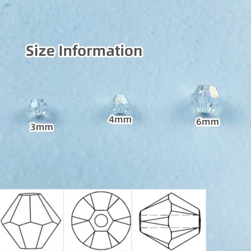 Xinhongo 400pcs Bicone Crystal Beads 4mm Crystal Glass Faceted Beads for Necklace Bracelet Earrings DIY Jewelry Crafts Making Supplies(Transparent AB)