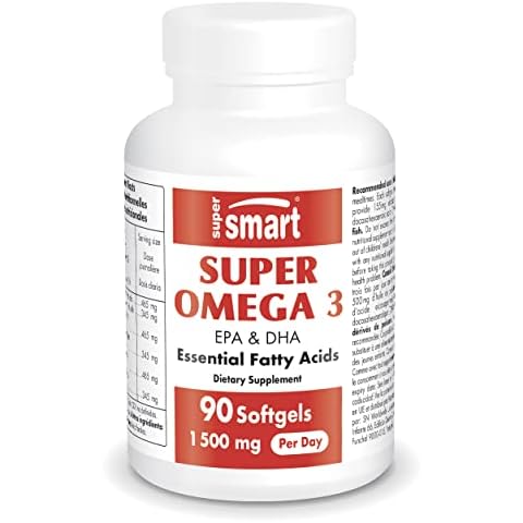 Supersmart - Super Omega 3 (EPA & DHA) 1500 mg Per Serving - Essential Fatty Acids - Sustainable Fisheries - Support Healthy Cardiovascular System & Neuronal Activities | Non-GMO & Gluten Free Cover