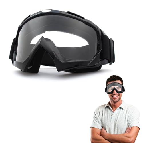 Occhiali da Sci, Occhiali da Moto, Occhiali Antivento, Occhiali di Protezione UV, Occhiali da Neve, Maschera da Sci, Occhiali da Esterno per Sport Invernali, Sci, Moto, Escursionismo (Trasparente)
