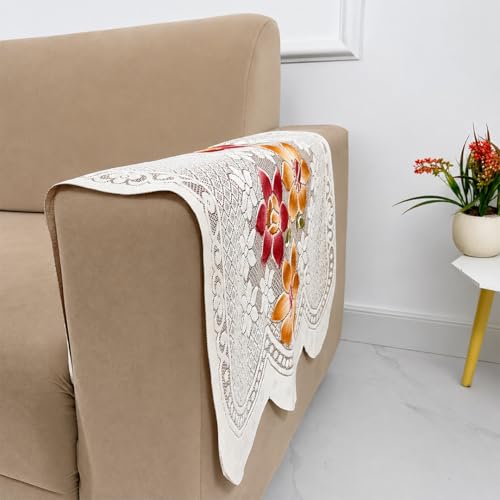 Image of Homerz Premium 'Surya Series' Sofa Cover | Stylish Sofa Protector | Net Fabric | Anti-Stain & Washable Slip Cover Exact Size Antislip (Exclusive Rust, 2 Pc Armrest, Armrest)
