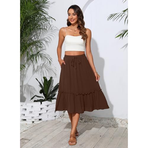 Image of Witsmile High Waist Tiered Skirts for Women Flowy Skirts for Women Long Length with Pockets 2026 Fashion Trendy