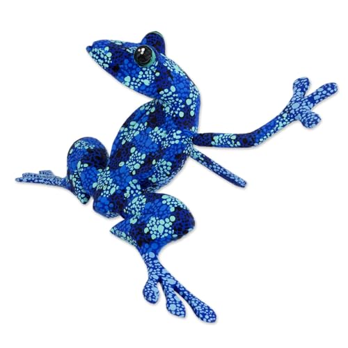 Escultura Decorativa de Madera Animal Azul 3.9"