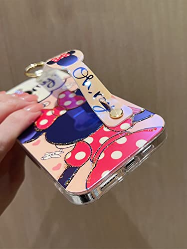 Filoya For Iphone 14 Pro Case, Cute Minnie Bling Cover With Metal Chain, Wrist Strap Kickstand Soft Tpu Protective Lens Camera Protection Case For Women #TOP6