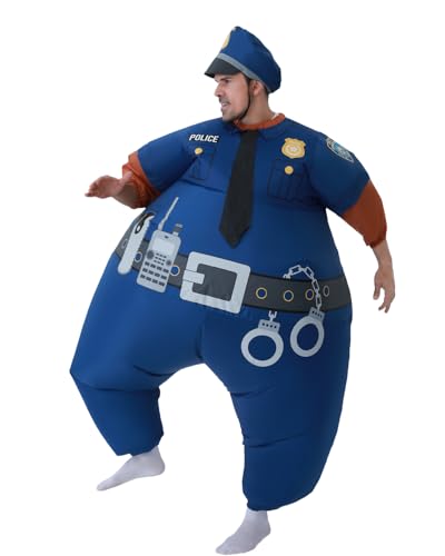 FXICH Traje policial inflable para adultos, disfraz de carnaval de Halloween (trajes de policier, disfraz inflable divertido) 150-190 cm (azul)