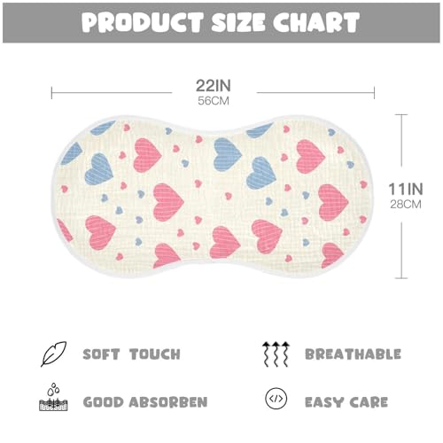 Baby Burp Cloths, Soft Absorbent Burping Cloths for Babies, Cotton Milk Spit Up Rags, Large Size for Newborns, Baby Boys and Girls (Striped Heart Cream)4