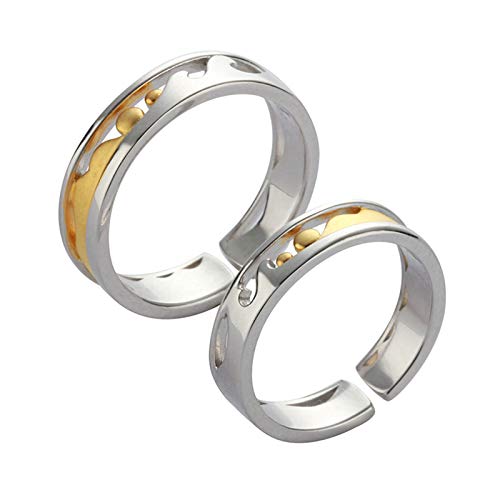 Alliance homme femme en argent avec anneau ajouré et taille réglable
