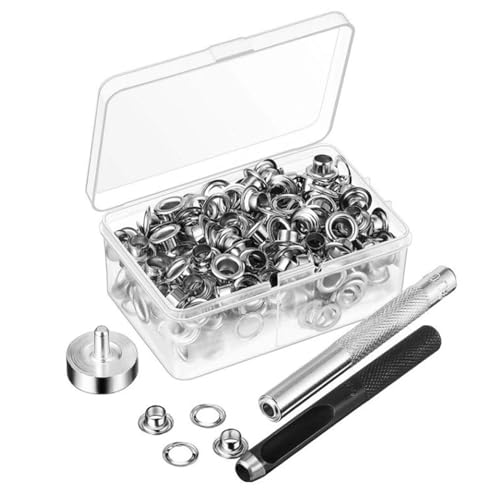 Labbe Ösen Set Ösenzange Ösen Werkzeug Kit Ösen Scheiben 100 Sätze Ösen Ösen mit Aufbewahrungsbox