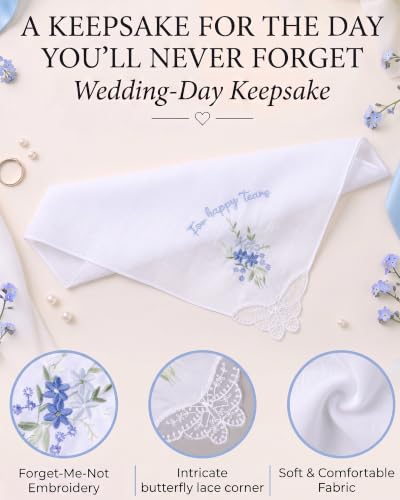 Image of Kinlop 6 /12 Pcs Happy Tears Handkerchiefs Lace