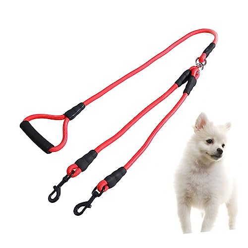 POPETPOP Double Head Pet Pulling Strap Durable Outdoor Traction Rope for Dogs Red Creative Design for Training and Walking Present for