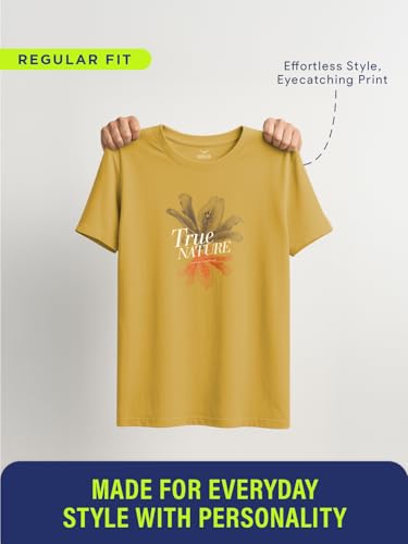 Image of Nobero 100% Cotton T Shirts for Men Stylish | Regular Fit | Graphic Printed T Shirts for Men 180 GSM Combed Cotton | Round Neck Half Sleeve