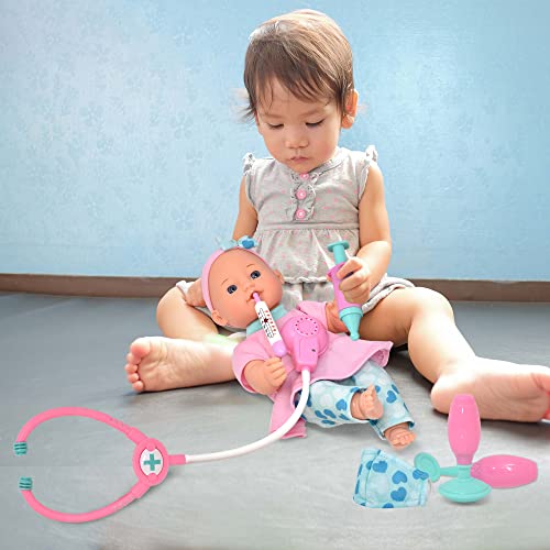 Interactive Baby Doll Doctor Kit Pretend Play Medical Set Toy For Kids With 12 Inch Baby Doll, Talking Stethoscope, Dr. Checkup Complete Role Play Accessories Medical Playset For Toddlers Boy Girl #TOP5