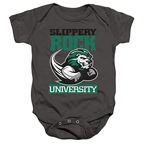 Slippery Rock University Official Sru The Rock Logo Unisex Infant Snap Suit for Baby,Charcoal, 6 Months