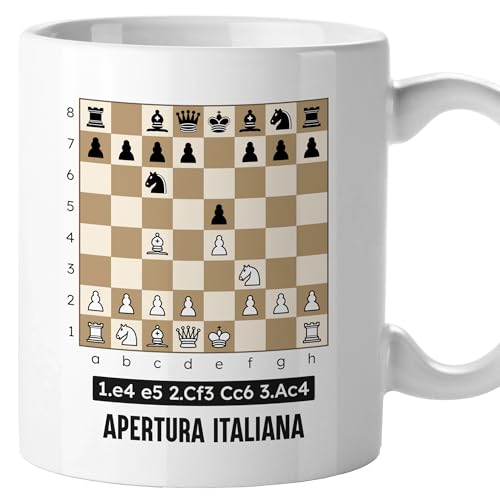 El Kraken Taza Ajedrez, aperturas, tablero, tazas originales, chess, regalo, diseño en ambas caras, Cerámica 330 mL (Italiana)