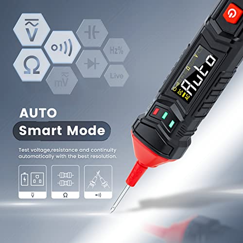 Kaiweets Voltage Tester Electrical Tester, Pen-Type Multimeter, Small Multimeter 0.8V-600V,Professional Multimeter Pen For Ac/Dc Voltage/Live Wire Test/Capacitance/Resistance/Continuity/Diode,St120 #TOP1