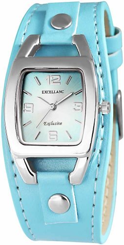 Light Blue Women's Watch Excellanc Retro Watch PU Leather Wrist Watch