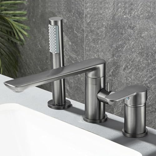 Mitigeur baignoire cascade rotatif 360 en laiton avec douchette manuelle