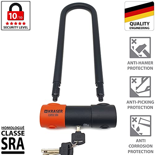 KRASER KR85L Robust U Lock, SRA Approved, High Security Tested, 85x300mm/3.34x11.8in ø18mm/0.7in Double Locking Shackle - Image 4