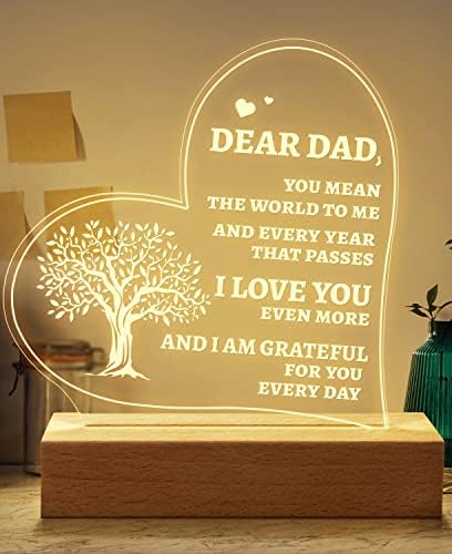 Welsky Gifts for Dad Fathers Day from Daughter Son-Dad Birthday Gifts Ideas, Best Dad Personalized Night Light with Grateful Sayings Happy Fathers Day Birthday Gifts for Dad from Daughter Son