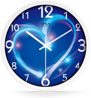 Modern Creative Round 12-inch Non Ticking Silent Wall Clock - Electric Blue Heart