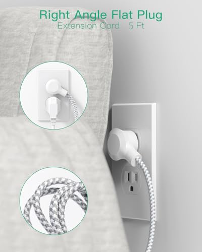 Image of Dorm Room Essentials, Extension Cord 5FT, Power Strip with USB Ports, Flat Plug, Wall Mountable, Overload Protection, Home Office Supplies