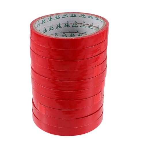 WRITWAA Cinta para Bolsas de Carne Roja 10 Rollos, Cinta Selladora Autoadhesiva para Máquinas de Atado en Supermercados, 1,2 CM Ancho y 30 M Longitud