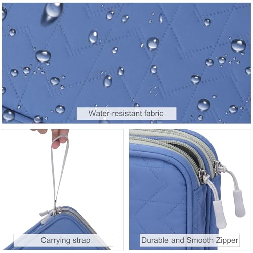 Image of FYY Electronic Organizer, Extra Large Travel Cable Organizer Bag Pouch Portable Waterproof Double Layers All-in-One Storage Bag for iPad, Cable, Power Bank, Laptop Charger for Office, Blue-Pattern