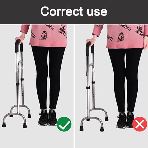 Quad Cane - lekka pomoc w poruszaniu się ze stali nierdzewnej z podstawą o szerokości czterech nóg dla stabilności, regulowana laska do chodzenia czworonogiem dla lepszego podparcia