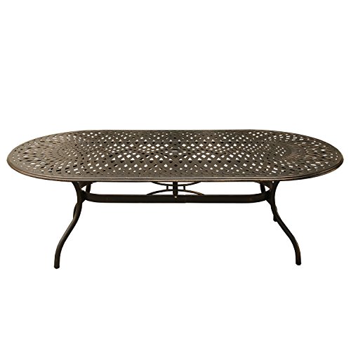 Image of Oakland Living Contemporary Modern Outdoor Mesh Lattice Aluminum 95 inch Bronze Oval Dining Set with Eight Arm Chairs