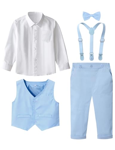 Image of A&J DESIGN Toddler Boys Formal Clothes Suspender Outfit Dress Suit 12M - 6Y