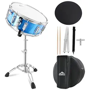 EASTROCK Snare Drum Set 14X5.5 Inches for Student Beginners with Gig Bag, Drumsticks, Stand, Drum Keys, Coated Material Drum Head, Blue